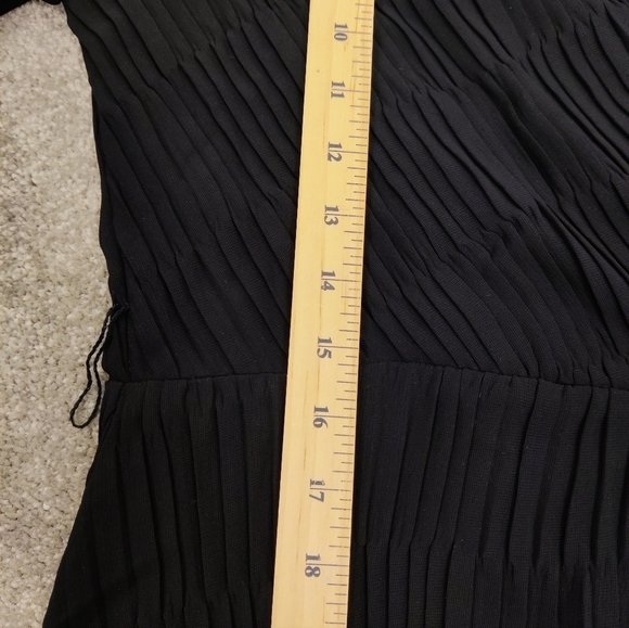 DKNY Black Pleated Wrap Midi Dress - Size 14 NEW - Picture 8 of 11